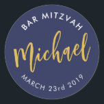 Adesivo BAR MITZVAH favorece a caligrafia do marinho<br><div class="desc">pelo selo do massard Sticker do Bar do seu filho / Bat Mitzvah - use como selos de envelope ou favores para vestir a recepção.</div>