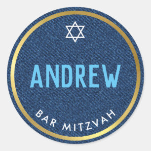 Adesivo BAR MITZVAH inteligente tipo negrito tipo ouro azu