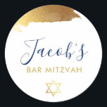 Adesivo BAR MITZVAH marinho de ouro luxo moderno azul<br><div class="desc">por kat massard >> WWW.SIMPLYSWEETPAPERIE.COM <<<</div>