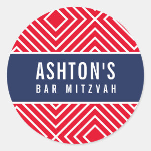 Adesivo BAR MITZVAH - marinho geométrico simples vermelho