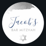 Adesivo BAR MITZVAH marinho prateado luxo moderno azul<br><div class="desc">por kat massard >> WWW.SIMPLYSWEETPAPERIE.COM <<<</div>