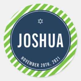 Adesivo BAR MITZVAH marinho verde simples de faixa moderna
