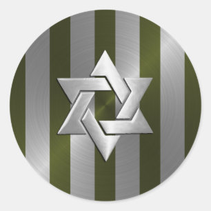 Adesivo Bar Mitzvah Moss e Silver Stripe Star de David