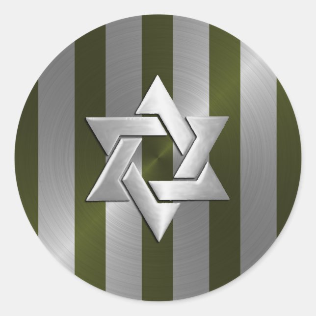 Adesivo Bar Mitzvah Moss e Silver Stripe Star de David (Frente)