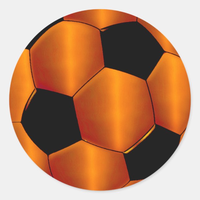 Adesivo Bar Mitzvah Orange e Black Soccer Ball (Frente)