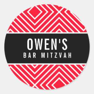 Adesivo BAR MITZVAH preto geométrico