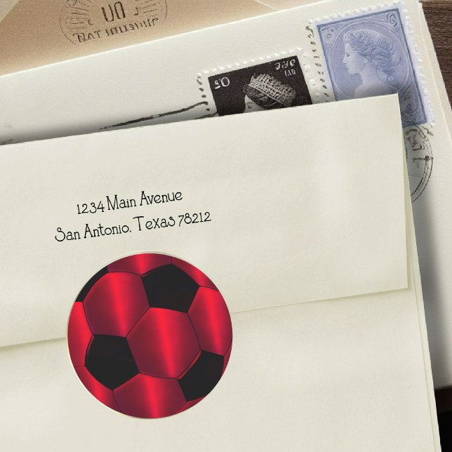 Adesivo Bar Mitzvah Red e Black Soccer Ball (Criador carregado)