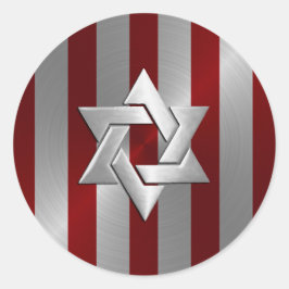 Adesivo Bar Mitzvah Red e Silver Stripe Star de David
