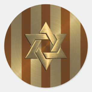 Adesivo Bar Mitzvah Rust e Dourada Stripe Star de David