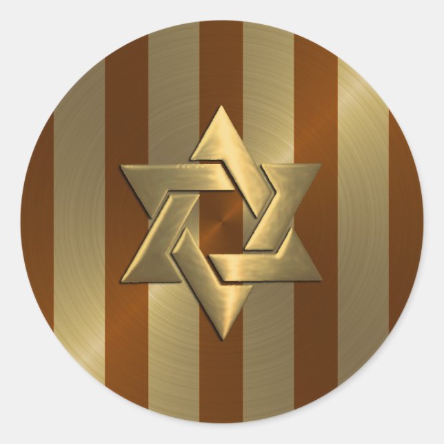 Adesivo Bar Mitzvah Rust e Dourada Stripe Star de David (Frente)