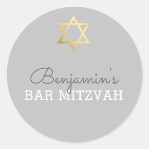 Adesivo BAR MITZVAH SEAL - cinzas de estrelas de ouro mode
