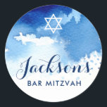 Adesivo BAR MITZVAH SEAL - cor azul-água branca<br><div class="desc">por kat massard >> WWW.SIMPLYSWEETPAPERIE.COM <<<</div>