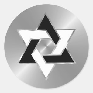 Adesivo Bar Mitzvah Silver Black White Star de David