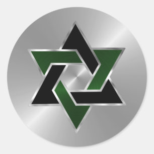 Adesivo Bar Mitzvah Silver Estrela Negra Verde de David