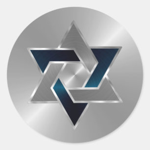 Adesivo Bar Mitzvah Silver Teal Blue Cinza Estrela de Davi
