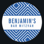 Adesivo BAR MITZVAH simples e geométrico azul real<br><div class="desc">por kat massard >> https://linktr.ee/simplysweetpaperie <<<</div>