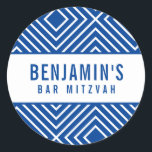 Adesivo BAR MITZVAH simples e geométrico azul real<br><div class="desc">por kat massard >> https://linktr.ee/simplysweetpaperie <<<</div>