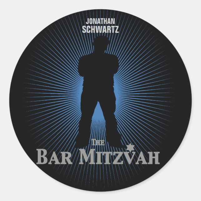Adesivo Bar Mitzvah Sticker Marinho preto Azul (Frente)