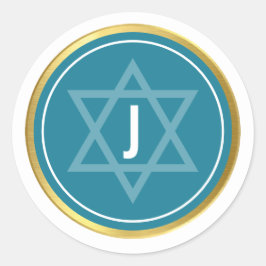 Adesivo BAR MONOGRAMA MITZVAH - ouro azul teórico moderno