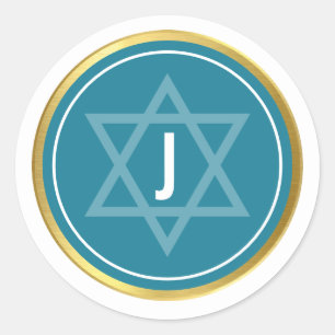 Adesivo BAR MONOGRAMA MITZVAH - Ouro azul teórico moderno