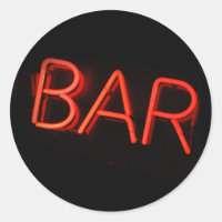 Bar Neon Sign Stickers redondos