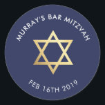 Adesivo BAR PERSONALIZADO Mitzvah, marinho de estrela juda<br><div class="desc">por kat massard >> WWW.SIMPLYSWEETPAPERIE.COM << CONTACT ME para o "faux gold foil effect type" personalizado Ame o design, mas gostaria de ver algumas mudanças - outro esquema de cores, produto, adicione uma foto ou adaptado para uma ocasião diferente - não se preocupe, basta entrar em contato comigo, kat@simplysweetPAPERIE.com -...</div>