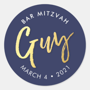 Adesivo Bar PERSONALIZADO Mitzvah marinho moderno + CARA d