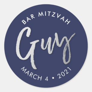Adesivo Bar PERSONALIZADO Mitzvah marinho moderno CARA de 