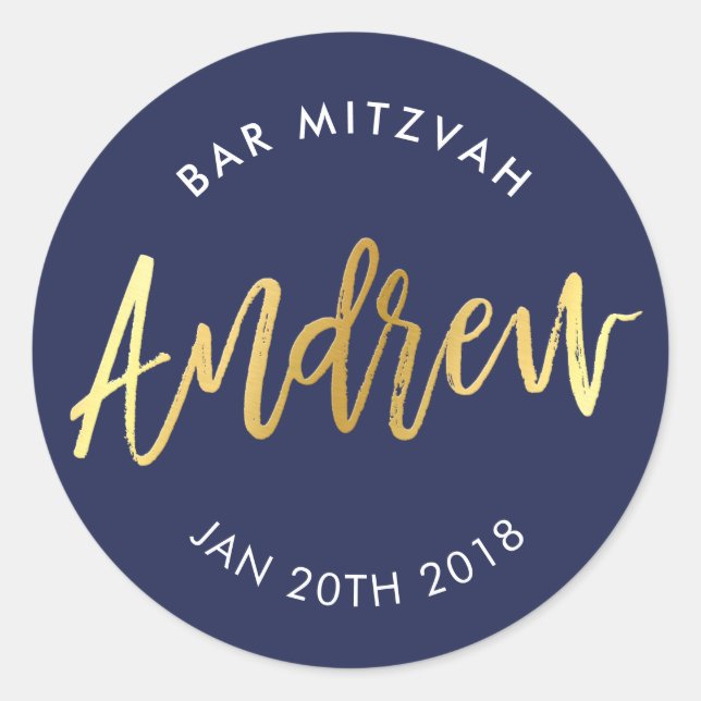 Adesivo BAR PERSONALIZADO Mitzvah para Andrew marinho + ou (Frente)