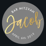 Adesivo BAR PERSONALIZADO Mitzvah para cinzas Jacob   ouro<br><div class="desc">*** NOTA - O EFEITO DA FOLHA DE OURO É UMA IMAGEM IMPRESSA *** - - - - - - - - - - - - CONTATE ME para o "tipo de efeito da folha de ouro falsa" personalizado Ame o design, mas gostaria de ver algumas mudanças - outro esquema...</div>