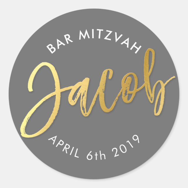 Adesivo BAR PERSONALIZADO Mitzvah para cinzas Jacob + ouro (Frente)