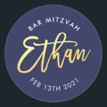 Adesivo BAR PERSONALIZADO Mitzvah para Ethan marinho   our<br><div class="desc">pelo kat massard >> WWW.SIMPLYSWEETPAPERIE.COM << *** NOTA - O EFEITO DO FOLHO DE OURO SHINY É UMA IMAGEM IMPRESSA *** - - - - - - - - - - - - - - - - - - - - - - - - - - - - - -...</div>