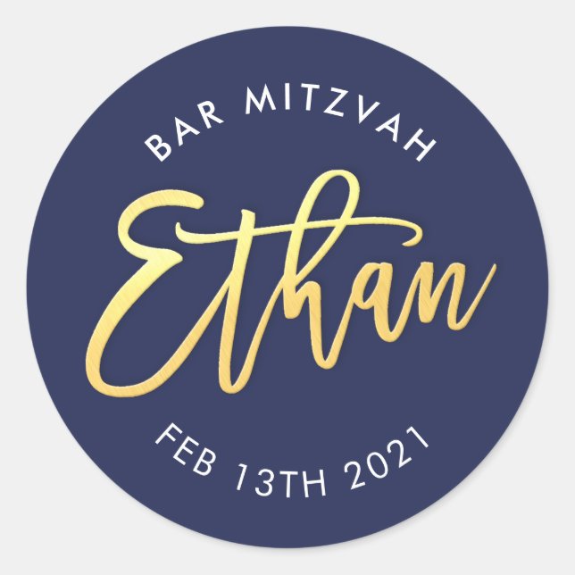 Adesivo BAR PERSONALIZADO Mitzvah para Ethan marinho + our (Frente)