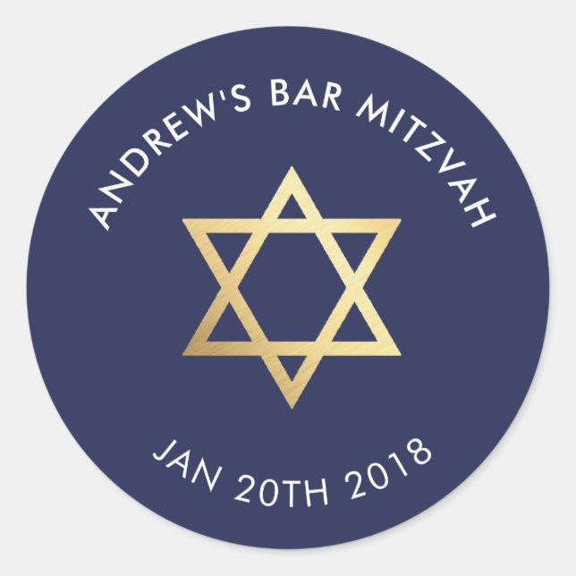 Adesivo BAR PERSONALIZADO Mitzvah para marinho de estrela  (Frente)