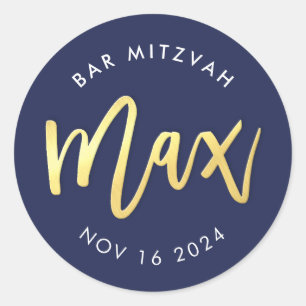Adesivo BAR PERSONALIZADO Mitzvah para marinho + ouro Máxi