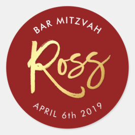 Adesivo BAR PERSONALIZADO Mitzvah para Ross red + faux gol