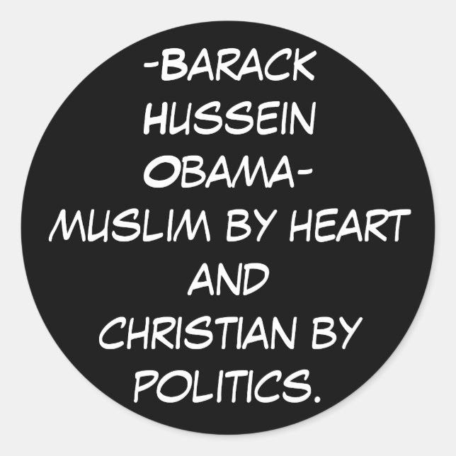 Adesivo -Barack HusseinObama-muçulmano por hea... - Person (Frente)