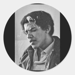 Adesivo Barack Obama Retro Vintage Young Obama Fumando em