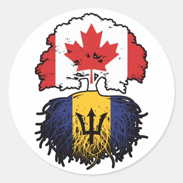 Adesivo Barbados Barbadiana Canada Tree Roots Flag (Frente)