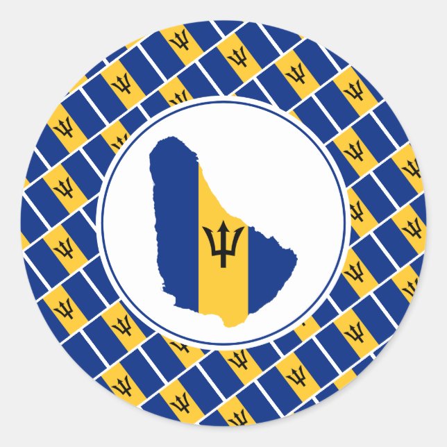 Adesivo BARBADOS FLAG Barbadiana Map Na moda Patriótico (Frente)