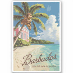 Adesivo Barbados Painterly Viagem Art Vintage