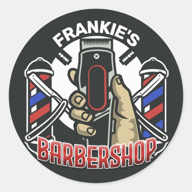 Adesivo Barbearia de Compro de Barber Retroativo do NOME P (Frente)