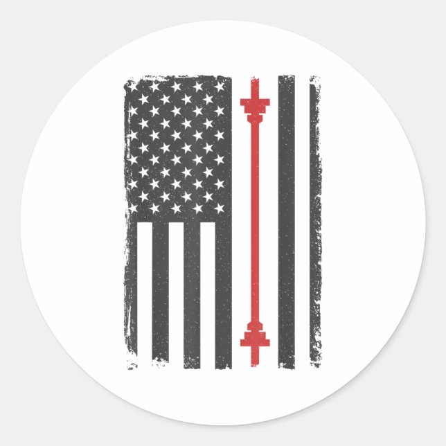 Adesivo Barbell American Flag Gym Workout Tee Usa Motivati (Frente)
