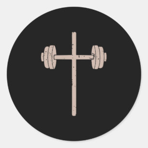 Adesivo Barbell Cruz Haltere Fé-fitness Cristão Wor