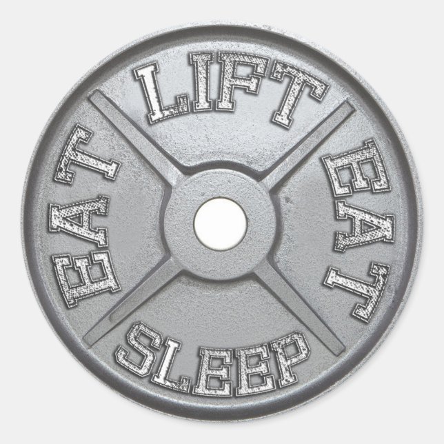 Adesivo Barbell Plate - Levantar, Comer, Dormir (Frente)