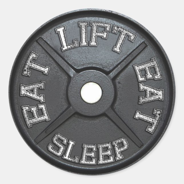 Adesivo Barbell Plate - Levantar, Comer, Dormir (Frente)