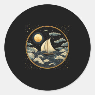 Adesivo Barco à Vela Estética Celestial Arte Deco Oceano V