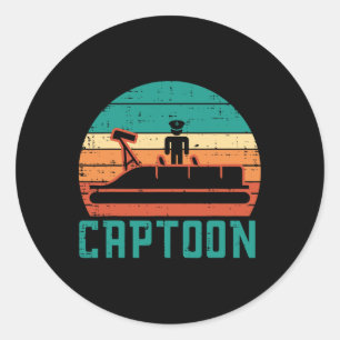 Adesivo Barco Captoon Pôr do Sol Retro Capitão da jangada
