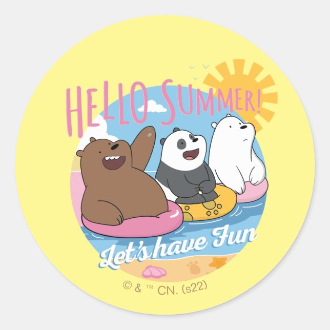 Adesivo Bare Bears - Olá Summer! Vamos se divirta (Frente)