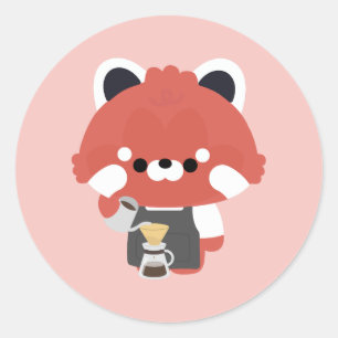 Adesivo Barista Panda Vermelho Fofo